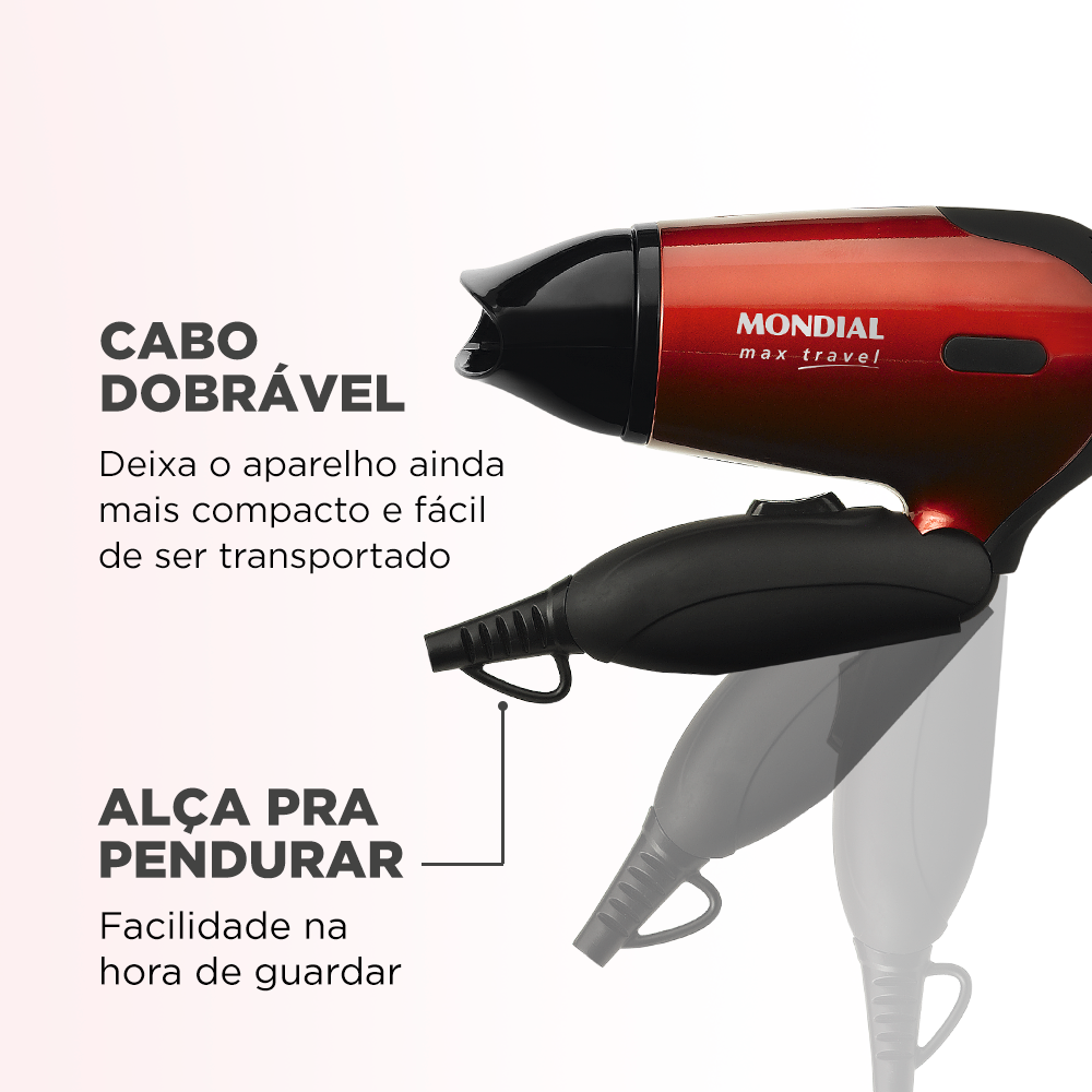 Secador De Cabelos Mondial Max Travel Sc-10 Bivolt 1200W Secador De Cabelos Mondial Max Travel Sc-10 Bivolt 1200W